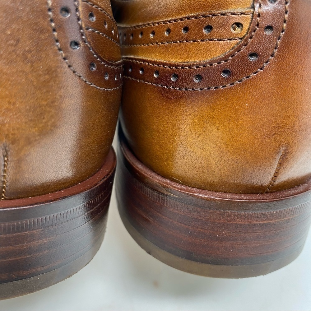 Johnston & Murphy Boydstun Plain Toe Medallion Tan Italian Calfskin - Picture 6 of 9